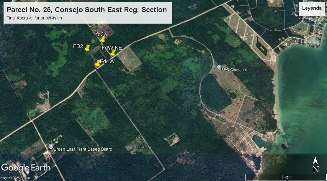 Aerial map of the Itaxah Village subdivision near Corozal Bay