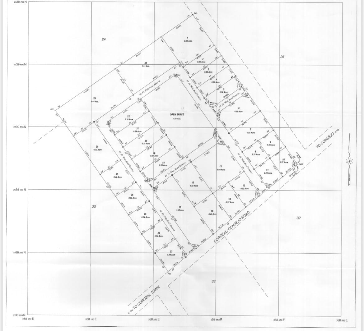 Surveyed subdivision plan for Consejo Road S.E.