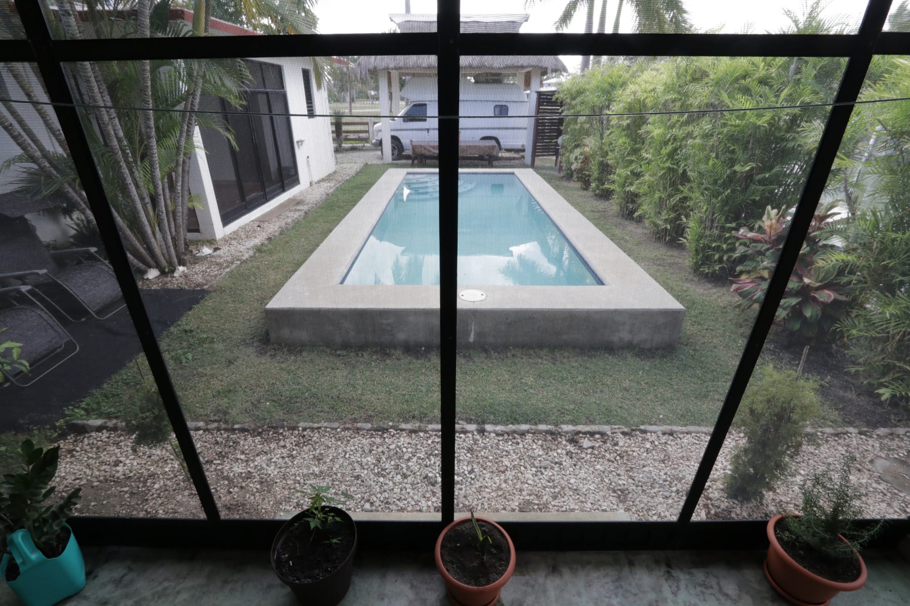 Screened lap pool at Royale Manor